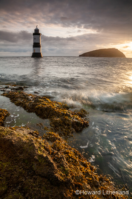 Penmon Point lighthouse on the coast of Anglesey, North Wales