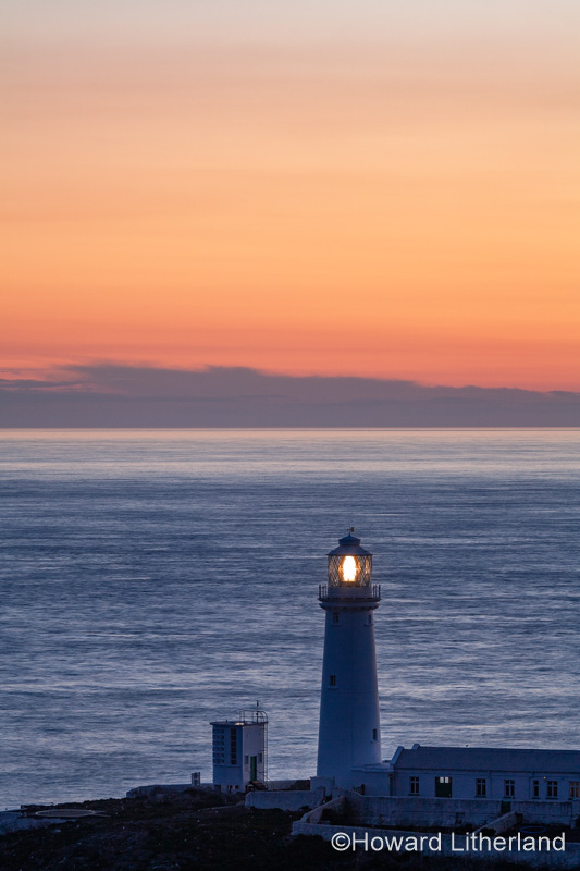 South Stack lighthouse at sunset, Anglesey on the North Wales coast
