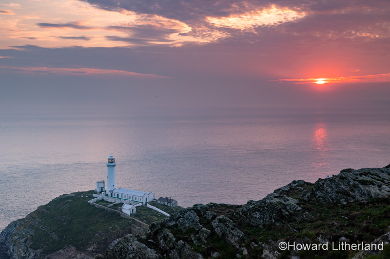Sunset over South Stack lighthouse, Anglesey, North Wales