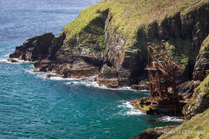 Wrecked Samson crane ship at Ardmore Head on the Atlantic coast of County Waterford, Ireland