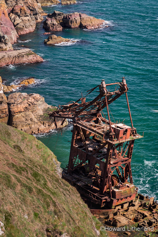 Wrecked Samson crane ship at Ardmore Head on the Atlantic coast of County Waterford, Ireland