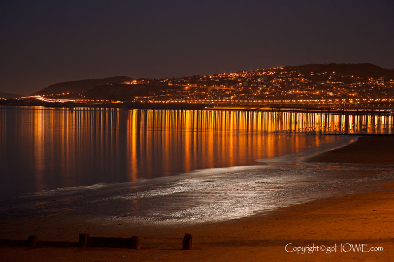 Beach and streetlights, Colwyn Bay, North Wales