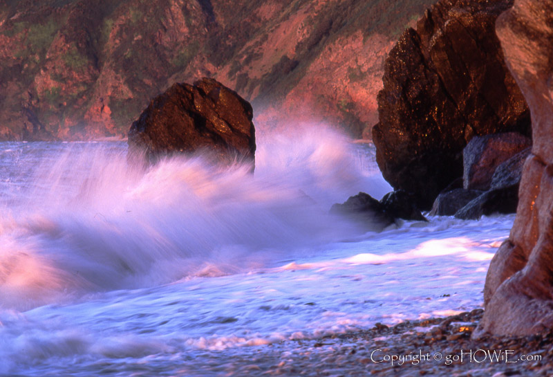 Beach and rocks at low tide, Bedruthan Steps, Cornwall