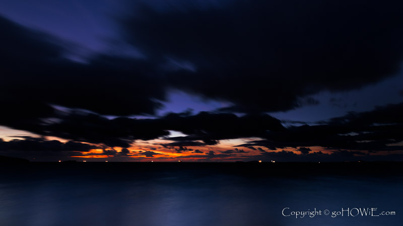 Dusk over St Brides Bay at Broad Haven, Pembrokeshire, Wales