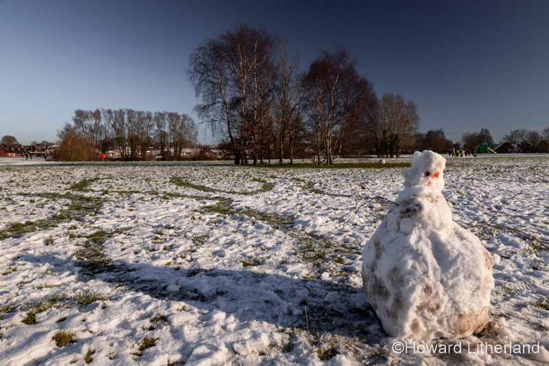 Snowman on Buckley Common, North Wales
