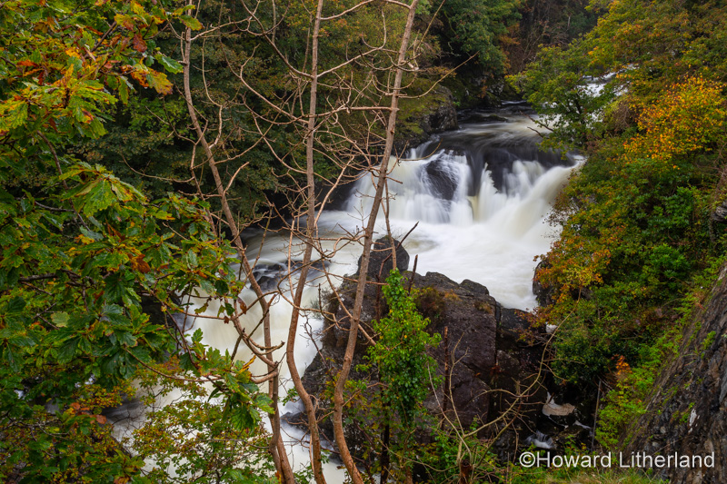 Waterfall on the Afon Llugwy river at Capel Curig, Snowdonia, North Wales