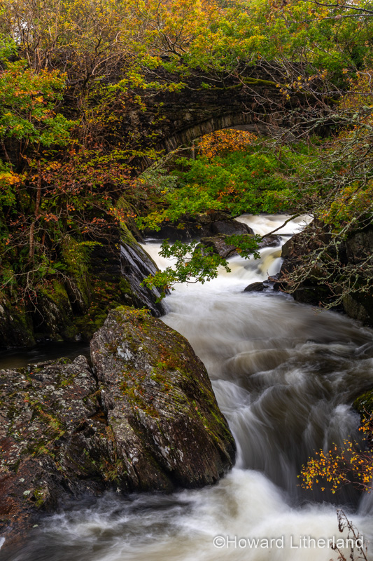 Waterfall on the Afon Llugwy river at Capel Curig, Snowdonia, North Wales