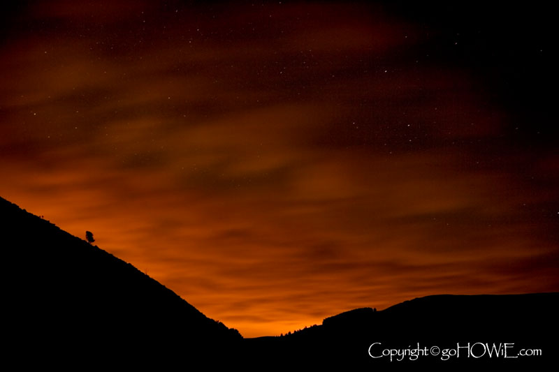 Clouds at night, Moel Famau, North Wales