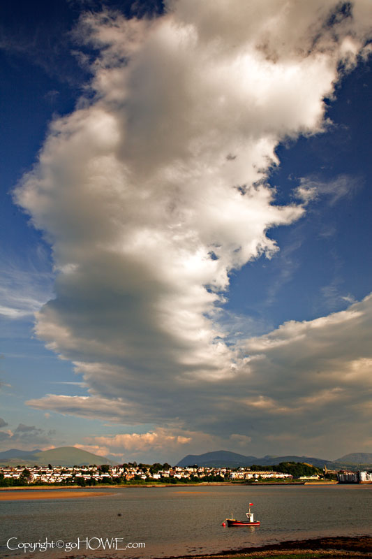 A line of cumulus cloud over the Menai Straits, Anglesey, North Wales