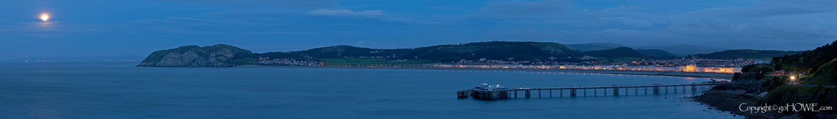 Coastal panorama, Llandudno at night, North Wales