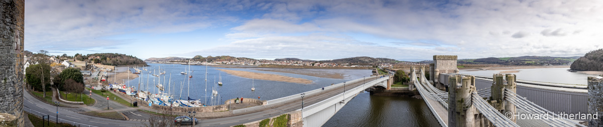 Panoramic view over Conwy estuary on the North Wales coast