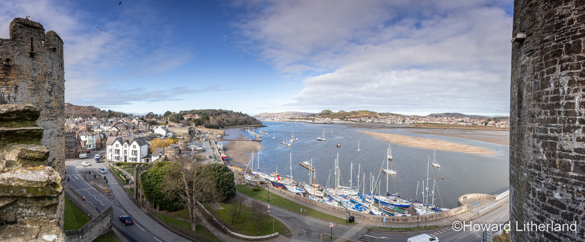 Panoramic view over Conwy estuary on the North Wales coast