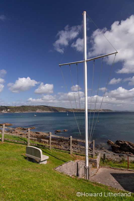 Mast at the entrance to Looe harbour, Cornwall, England
