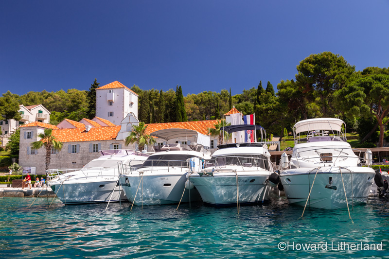 Boats moored in the harbour at Maslinica, Croatia