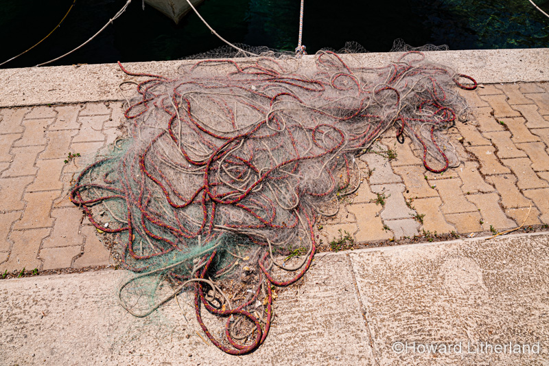 Plastic fishing net at Razanj harbour on the Adriatic coast of Croatia