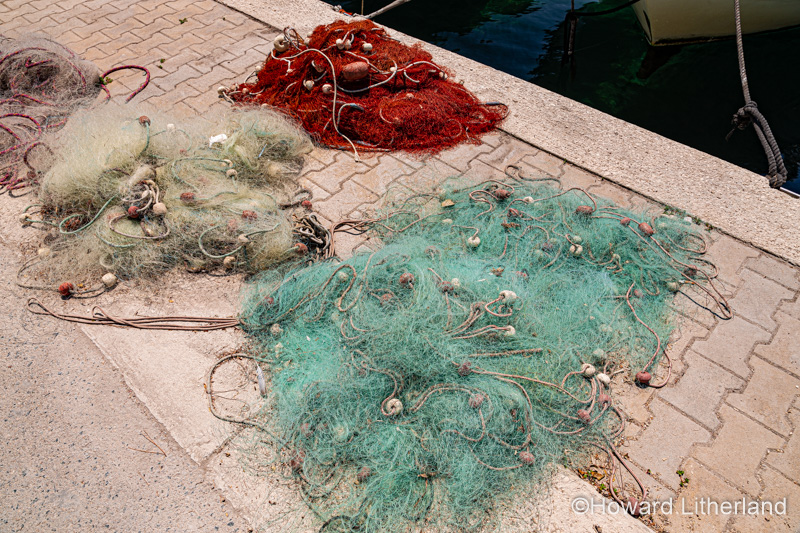 Plastic fishing net at Razanj harbour on the Adriatic coast of Croatia