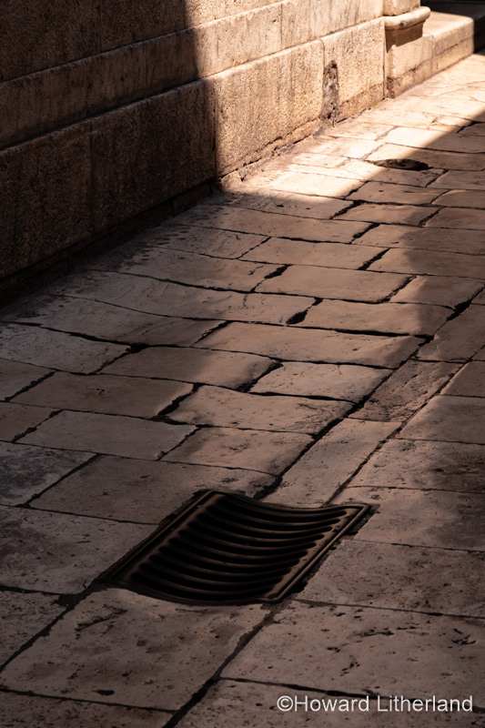 Old marble flagstone pavement in Split, Croatia