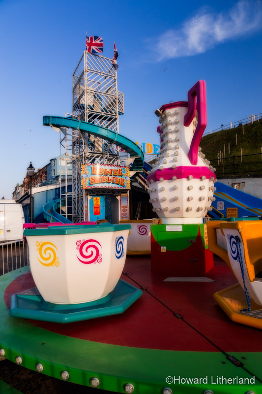 Funfair rides on the esplanade at Cromer on the Norfolk coast, England