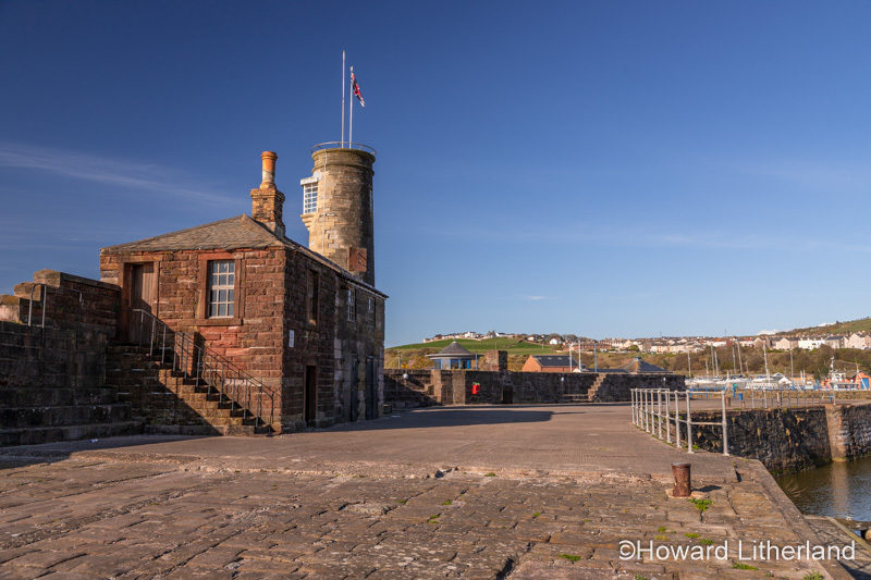 Stone breakwater in Whitehaven harbour, Cumbria, England