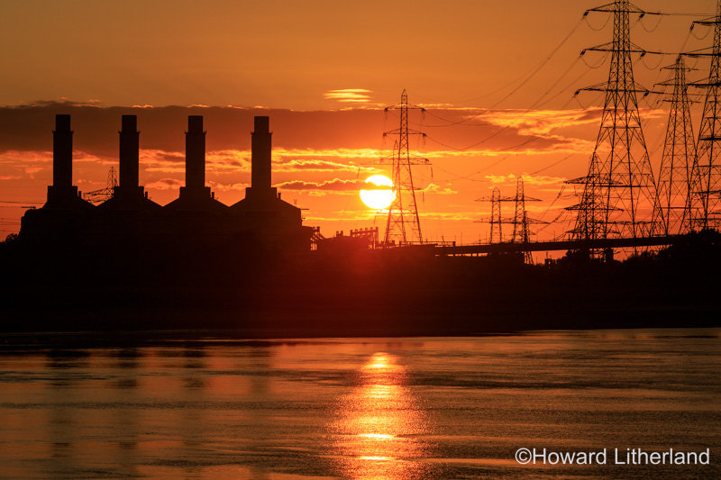 Sunset over Connah's Quay gas fired power station, Deeside, North Wales