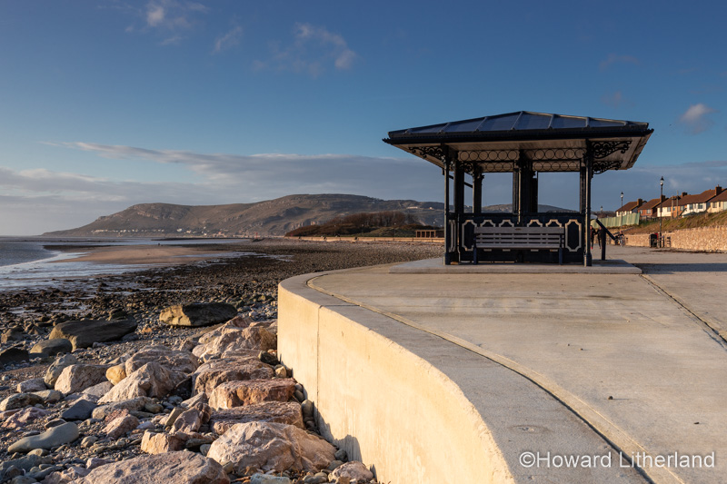 Shelter on the promenade at Deganwy on the North Wales coast