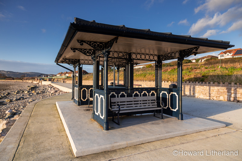Shelter on the promenade at Deganwy on the North Wales coast