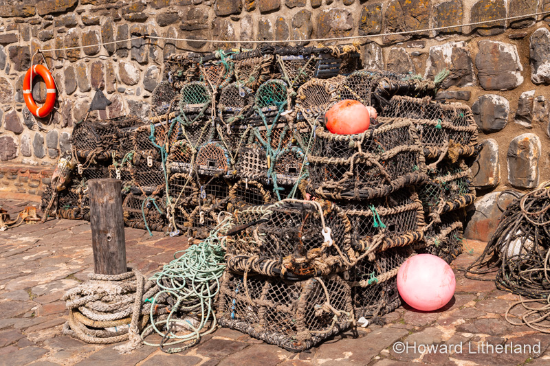 Lobster pots at Clovelly harbour on the north Devon coast