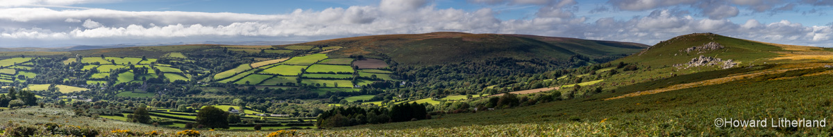 Panoramic view over Dartmoor, Devon, England