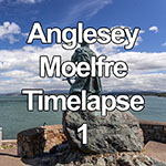 Time lapse of cumulus clouds over Dic Evans statue at Moelfre, Anglesey, North Wales