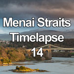 Time lapse video of Thomas Telford suspension bridge at sunset on the Menai Straits between Anglesey and the North Wales coast