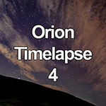 Time lapse of the constellation Orion with clouds and moon