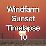 Time lapse video of the sunset over offshore wind turbines