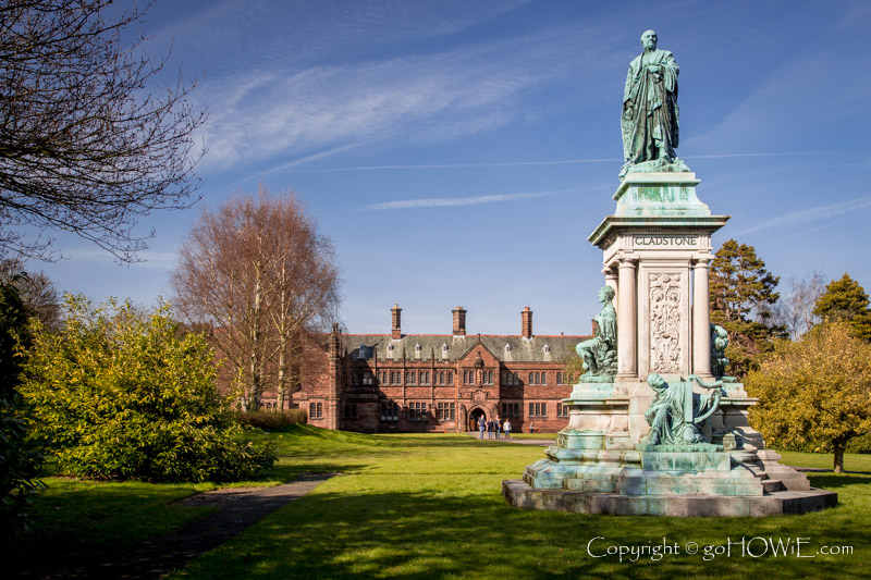 Gladstone library and statue, Hawarden, North Wales