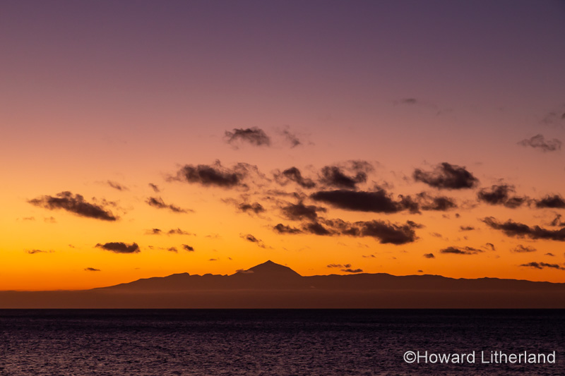 Mount Teide on Tenerife from Puerto de Las Nieves on Gran Canaria in the Canary Islands