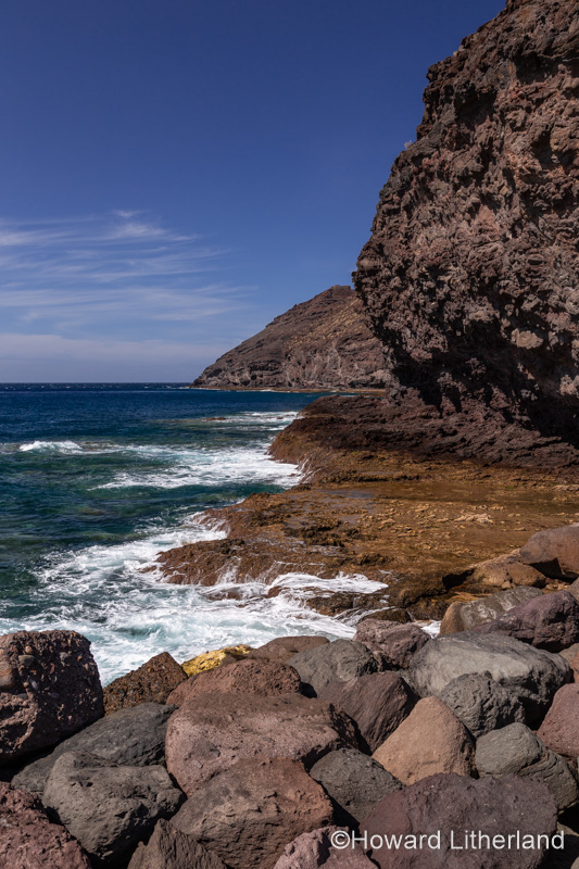 Volcanic coastline at Puerto de Aldea, Gran Canaria, Canary Islands