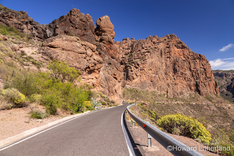 Road though volcanic landscape, Gran Canaria, Canary Islands