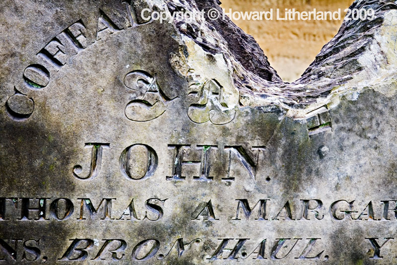 Broken gravestone, Llangollen, North Wales