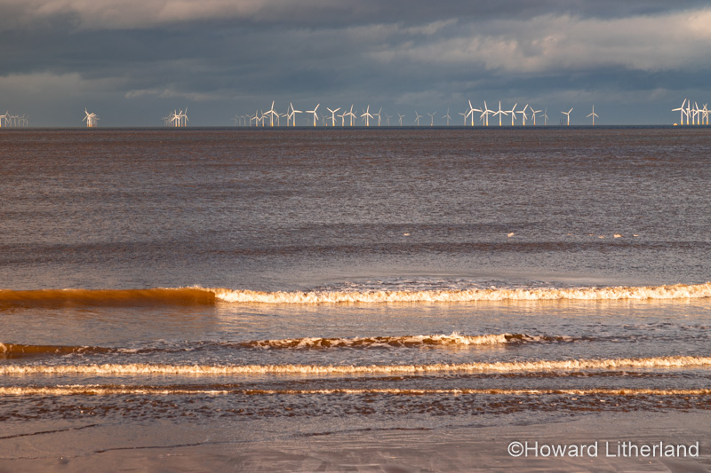 Gwynt-y-Môr offshore wind farm turbines, North Wales coast