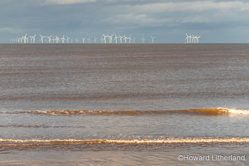 Gwynt-y-Môr offshore wind farm turbines, North Wales coast
