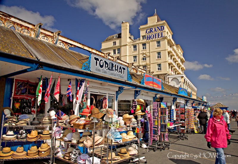 Hotel and market stalls, Llandudno, North Wales