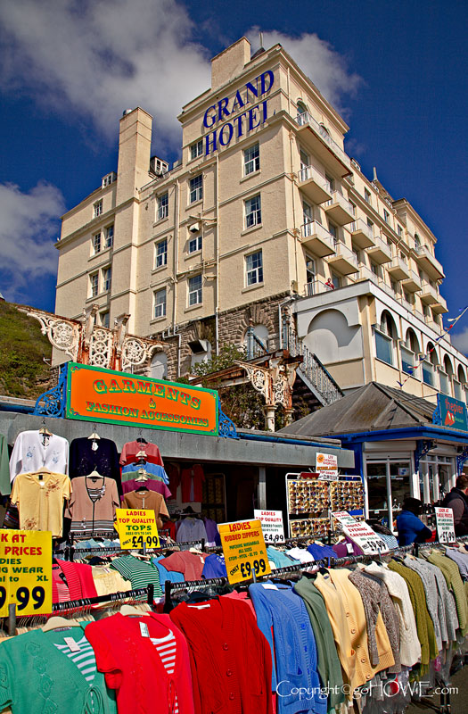 Hotel and market stalls, Llandudno, North Wales