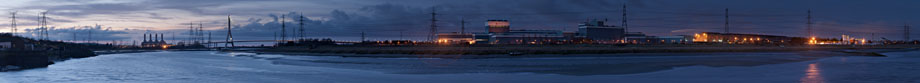 Panorama of industry along the river Dee, North Wales