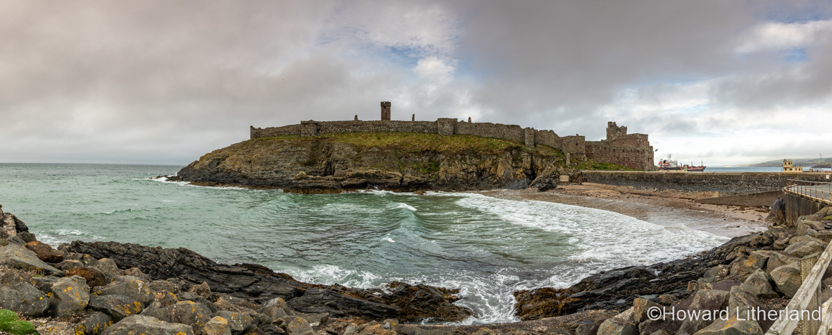 Peel castle on the Irish Sea coast of the Isle of Man