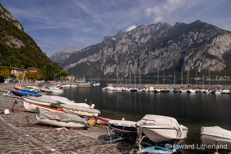 The small harbour town of Valmadrera on the shores of Lake Como in northern Italy