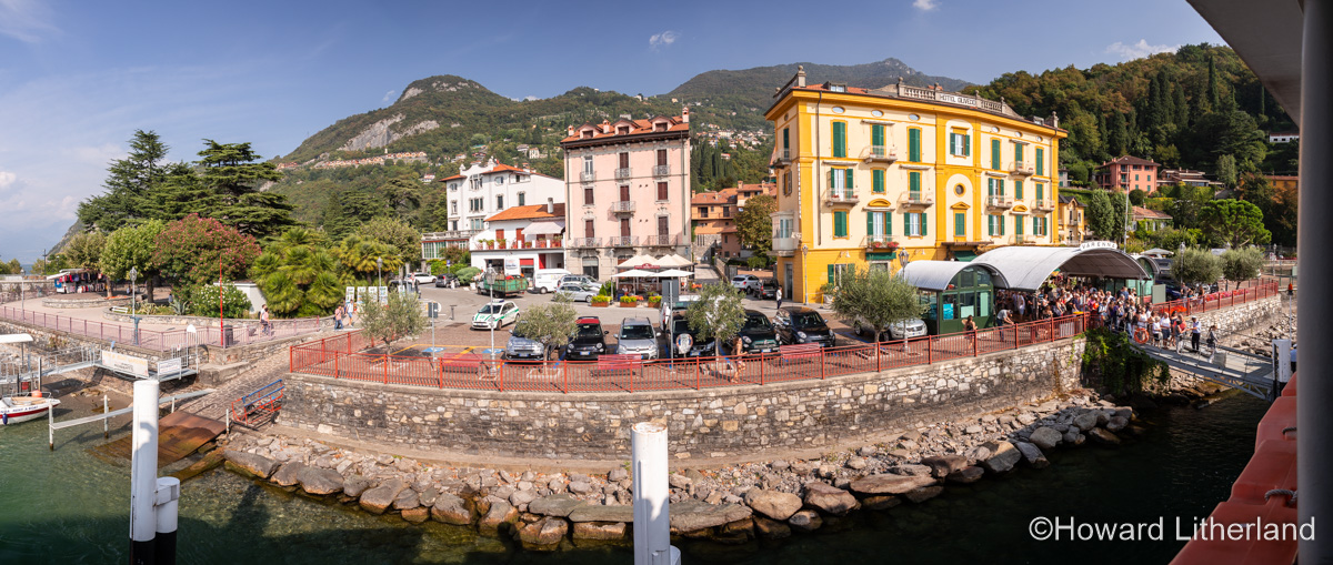 Panoramic image of Varenna harbour on the shores of Lake Como in northern Italy