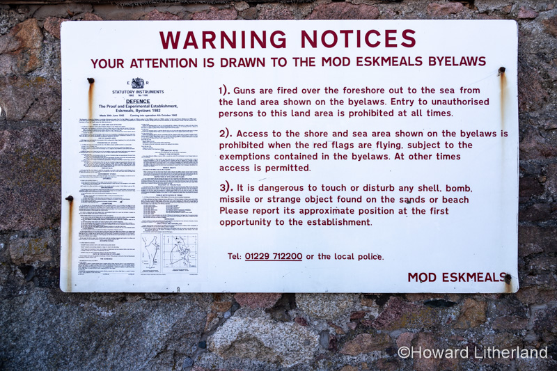 M.O.D. warning notice at Ravenglass, Lake District, England