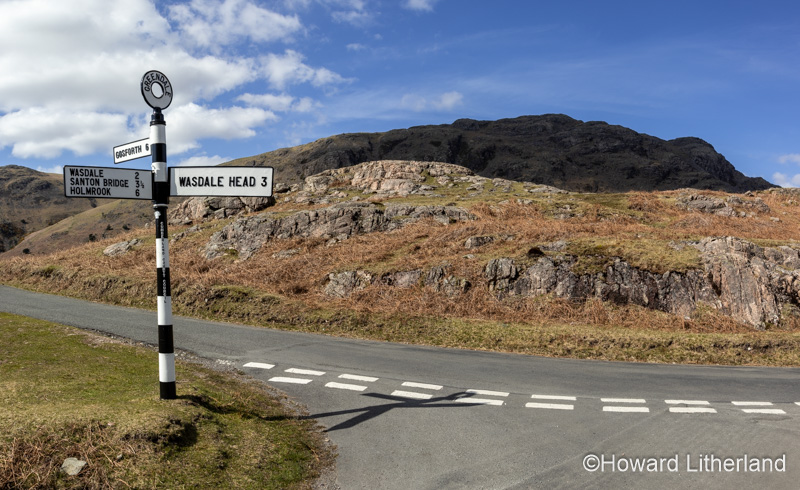 Roadsign at Wastwater in the Lake District, England