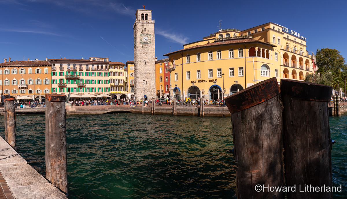 Panoramic image of the town of Riva del Garda on the shores of Lake Garda in northern Italy