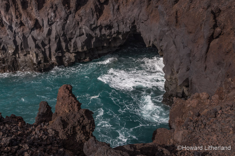 BVolcanic lava coastline at Los Hervideros on the Atlantic coast of Lanzarote in the Canary Islands