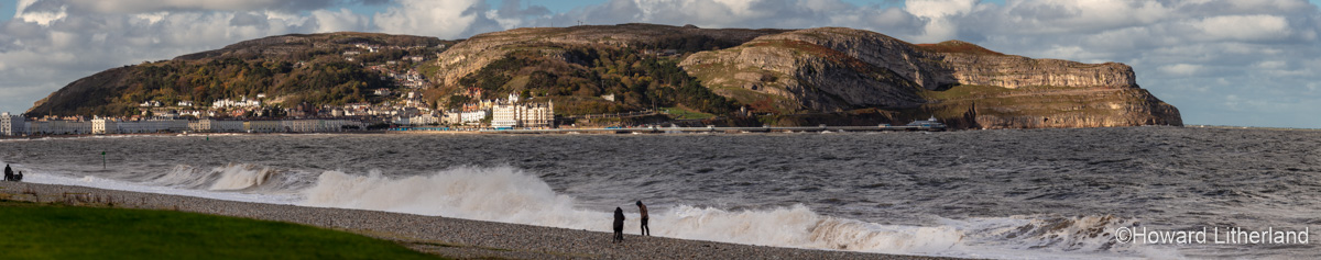 Panorama of Great Orme limestone headland at Llandudno on the North Wales coast